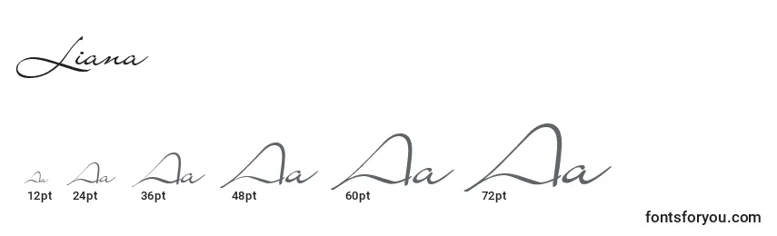 Размеры шрифта Liana