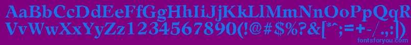 LeamingtonantiqueBold-Schriftart – Blaue Schriften auf violettem Hintergrund