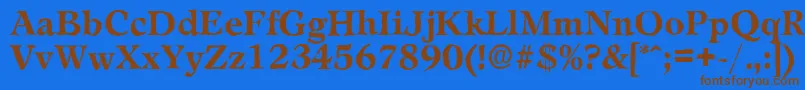 LeamingtonantiqueBold-Schriftart – Braune Schriften auf blauem Hintergrund