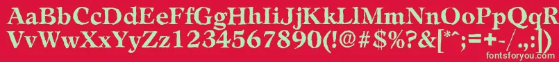 LeamingtonantiqueBold-Schriftart – Grüne Schriften auf rotem Hintergrund