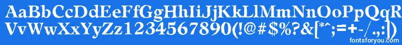 LeamingtonantiqueBold-Schriftart – Weiße Schriften auf blauem Hintergrund