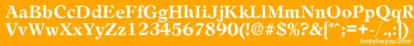 LeamingtonantiqueBold-Schriftart – Weiße Schriften auf orangefarbenem Hintergrund