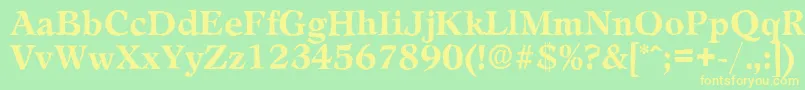 LeamingtonantiqueBold-Schriftart – Gelbe Schriften auf grünem Hintergrund