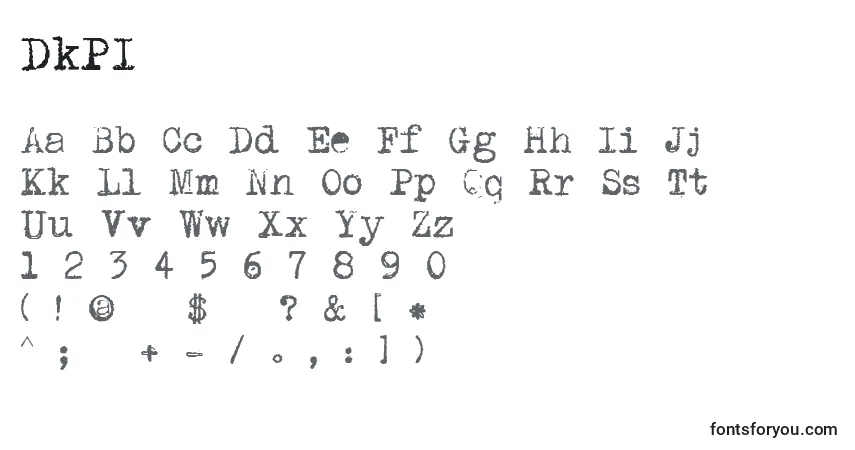 Schriftart DkPI – Alphabet, Zahlen, spezielle Symbole