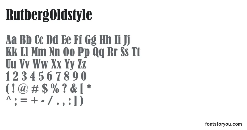 A fonte RutbergOldstyle – alfabeto, números, caracteres especiais