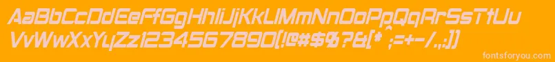 MontalbanCondensedItalic-Schriftart – Rosa Schriften auf orangefarbenem Hintergrund