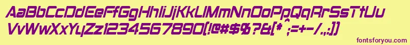 MontalbanCondensedItalic Font – Purple Fonts on Yellow Background
