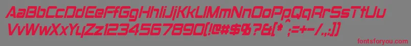 フォントMontalbanCondensedItalic – 赤い文字の灰色の背景