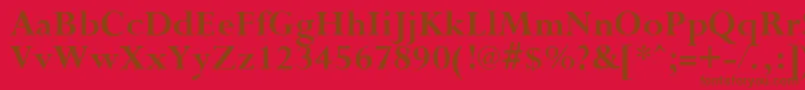 Fonte PurloinBold – fontes marrons em um fundo vermelho