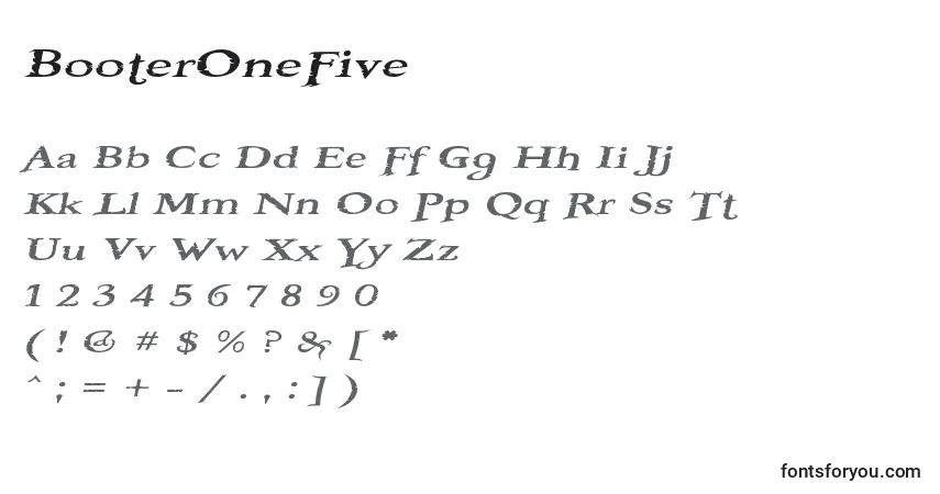 Czcionka BooterOneFive – alfabet, cyfry, specjalne znaki