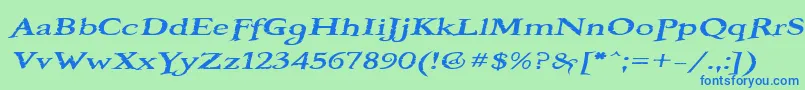 フォントBooterOneFive – 青い文字は緑の背景です。