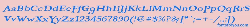 フォントBooterOneFive – ピンクの背景に青い文字