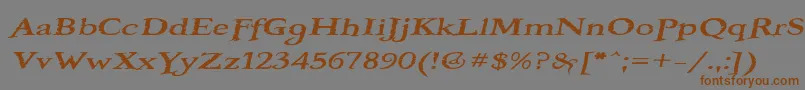 フォントBooterOneFive – 茶色の文字が灰色の背景にあります。