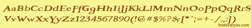 BooterOneFive-Schriftart – Braune Schriften auf gelbem Hintergrund