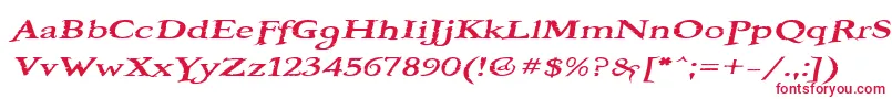 フォントBooterOneFive – 白い背景に赤い文字