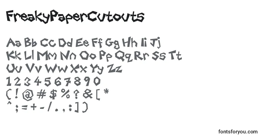 Schriftart FreakyPaperCutouts – Alphabet, Zahlen, spezielle Symbole