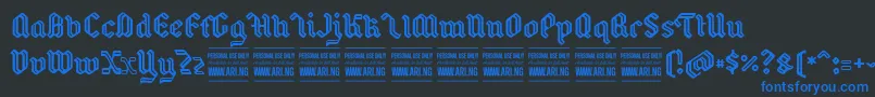 フォントBackyardPersonal – 黒い背景に青い文字