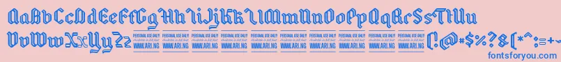 BackyardPersonal-fontti – siniset fontit vaaleanpunaisella taustalla
