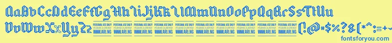 BackyardPersonal Font – Blue Fonts on Yellow Background