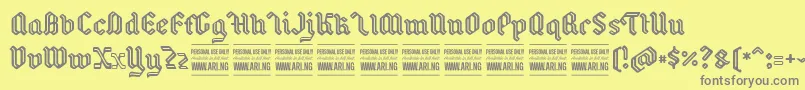 BackyardPersonal-fontti – harmaat kirjasimet keltaisella taustalla