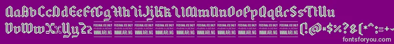 BackyardPersonal Font – Green Fonts on Purple Background