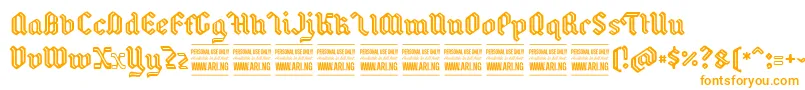 BackyardPersonal-fontti – oranssit fontit valkoisella taustalla