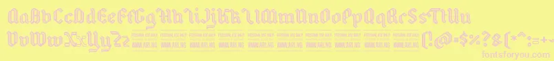 BackyardPersonal-fontti – vaaleanpunaiset fontit keltaisella taustalla