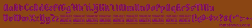 フォントBackyardPersonal – 紫色のフォント、茶色の背景