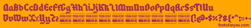 BackyardPersonal Font – Purple Fonts on Orange Background