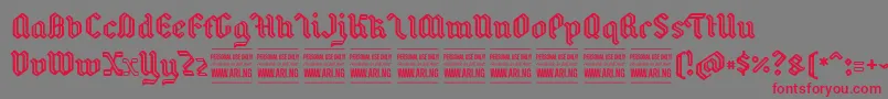BackyardPersonal Font – Red Fonts on Gray Background