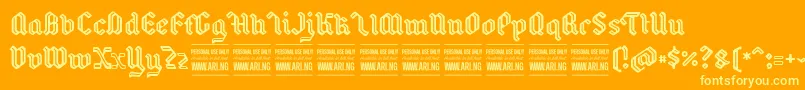 Шрифт BackyardPersonal – жёлтые шрифты на оранжевом фоне