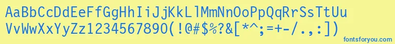 Lettrgoth12cbt-Schriftart – Blaue Schriften auf gelbem Hintergrund