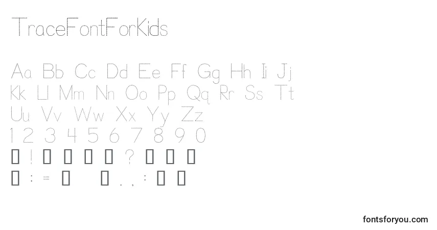 Czcionka TraceFontForKids – alfabet, cyfry, specjalne znaki