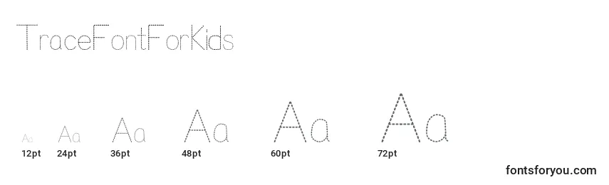 TraceFontForKids Font Sizes