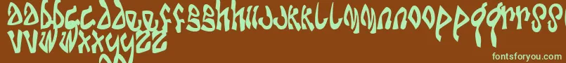 Czcionka Dabomb – zielone czcionki na brązowym tle