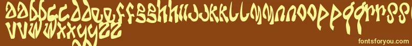Dabomb-fontti – keltaiset fontit ruskealla taustalla