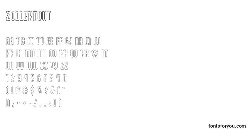 Czcionka Zollernout – alfabet, cyfry, specjalne znaki