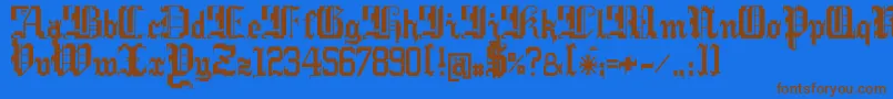 フォントArgorCwarScaqh – 茶色の文字が青い背景にあります。