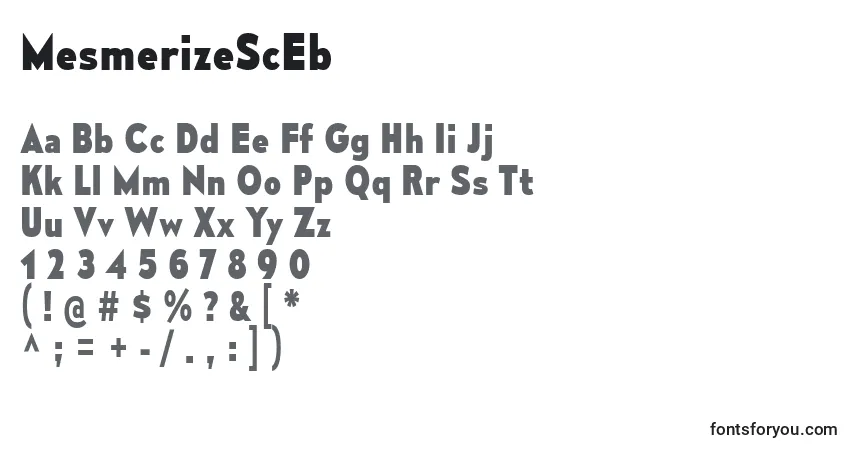 A fonte MesmerizeScEb – alfabeto, números, caracteres especiais
