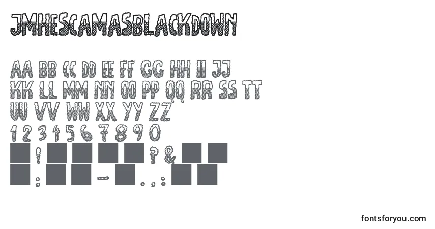 Шрифт JmhEscamasBlackDown – алфавит, цифры, специальные символы
