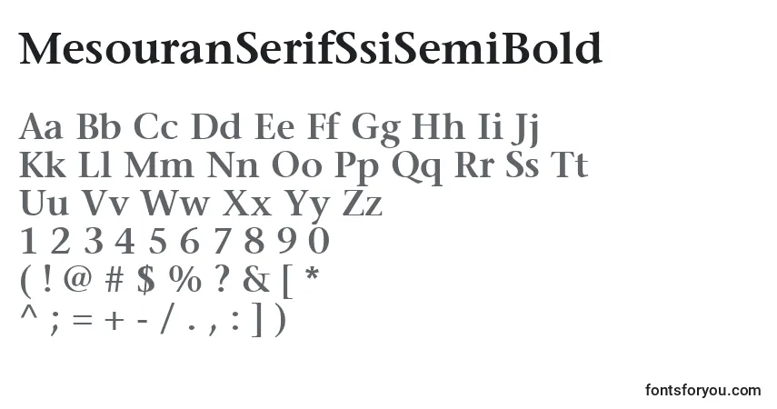 Шрифт MesouranSerifSsiSemiBold – алфавит, цифры, специальные символы