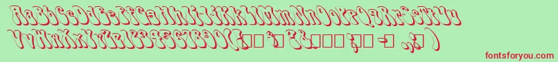 FzJazzy143DLefty-Schriftart – Rote Schriften auf grünem Hintergrund