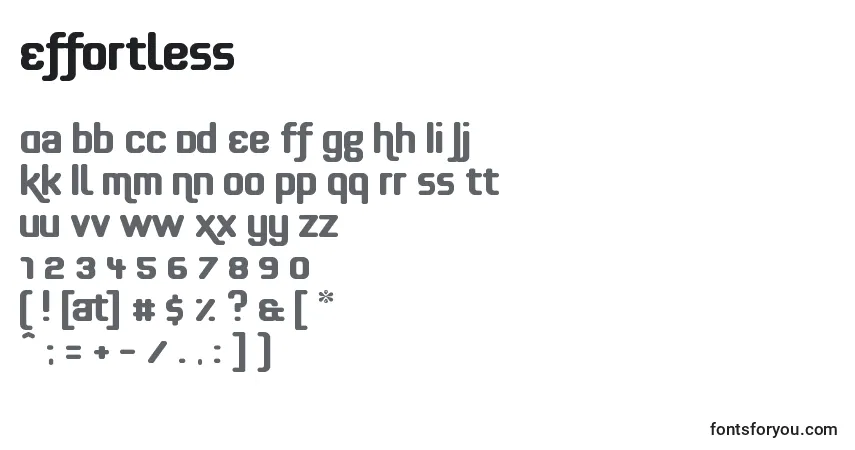 Czcionka Effortless – alfabet, cyfry, specjalne znaki