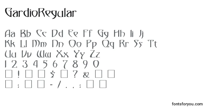 GardioRegular-fontti – aakkoset, numerot, erikoismerkit