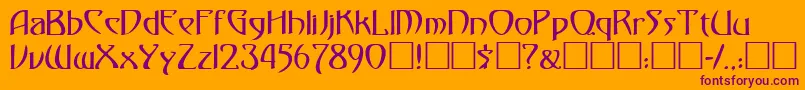 GardioRegular-Schriftart – Violette Schriften auf orangefarbenem Hintergrund