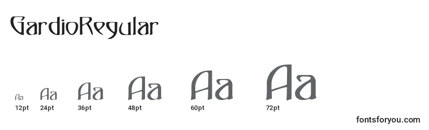GardioRegular Font Sizes