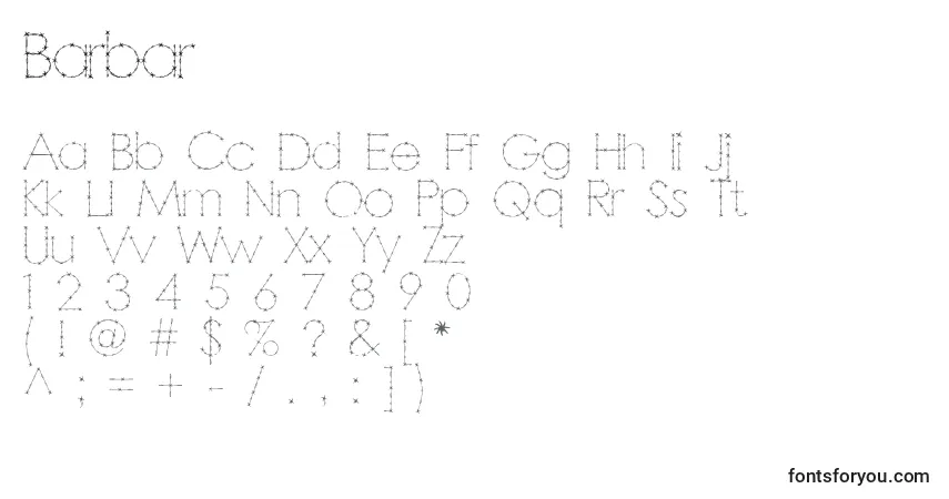 Шрифт Barbar – алфавит, цифры, специальные символы