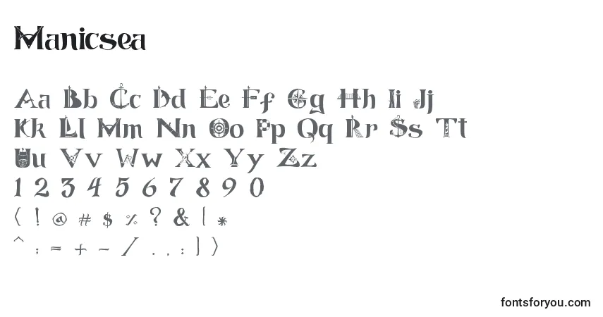 A fonte Manicsea – alfabeto, números, caracteres especiais