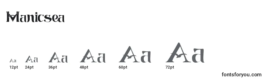 Размеры шрифта Manicsea