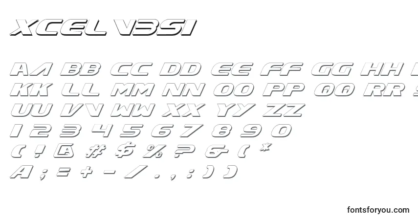 Schriftart Xcelv3si – Alphabet, Zahlen, spezielle Symbole